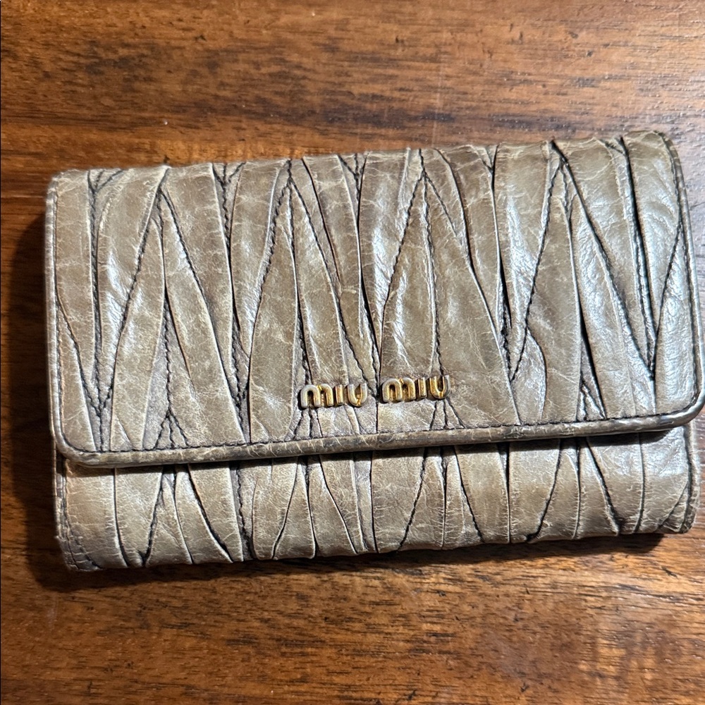 Miu Miu Metallic Gold Textured Wallet